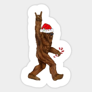 Santa Bigfoot Christmas Lights Rock Sasquatch Believe Sticker